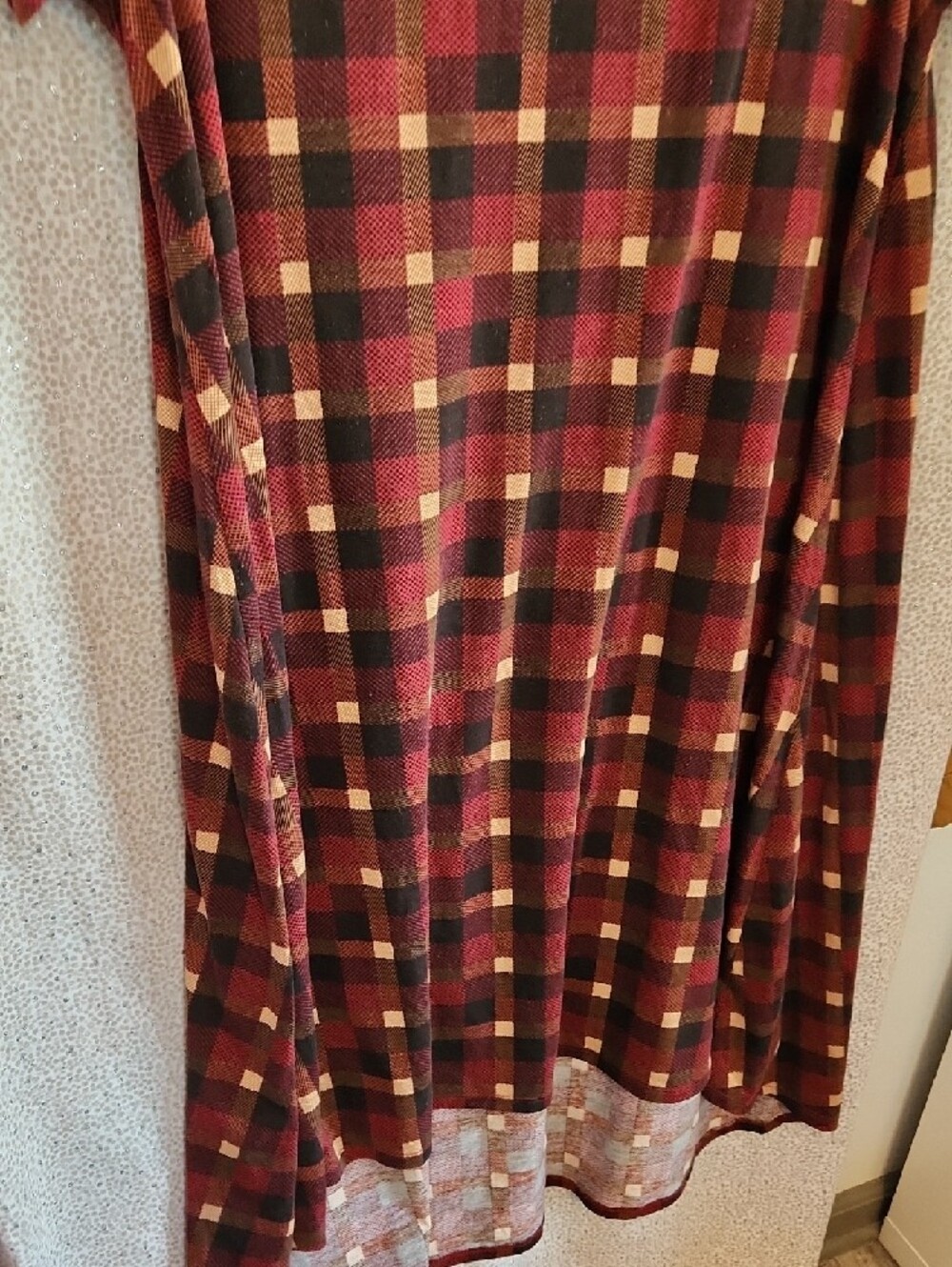 Lularoe Plaid Short-Sleeve Midi Dress in Burgundy and Mustard FINAL PRICE - Picture 3 of 6